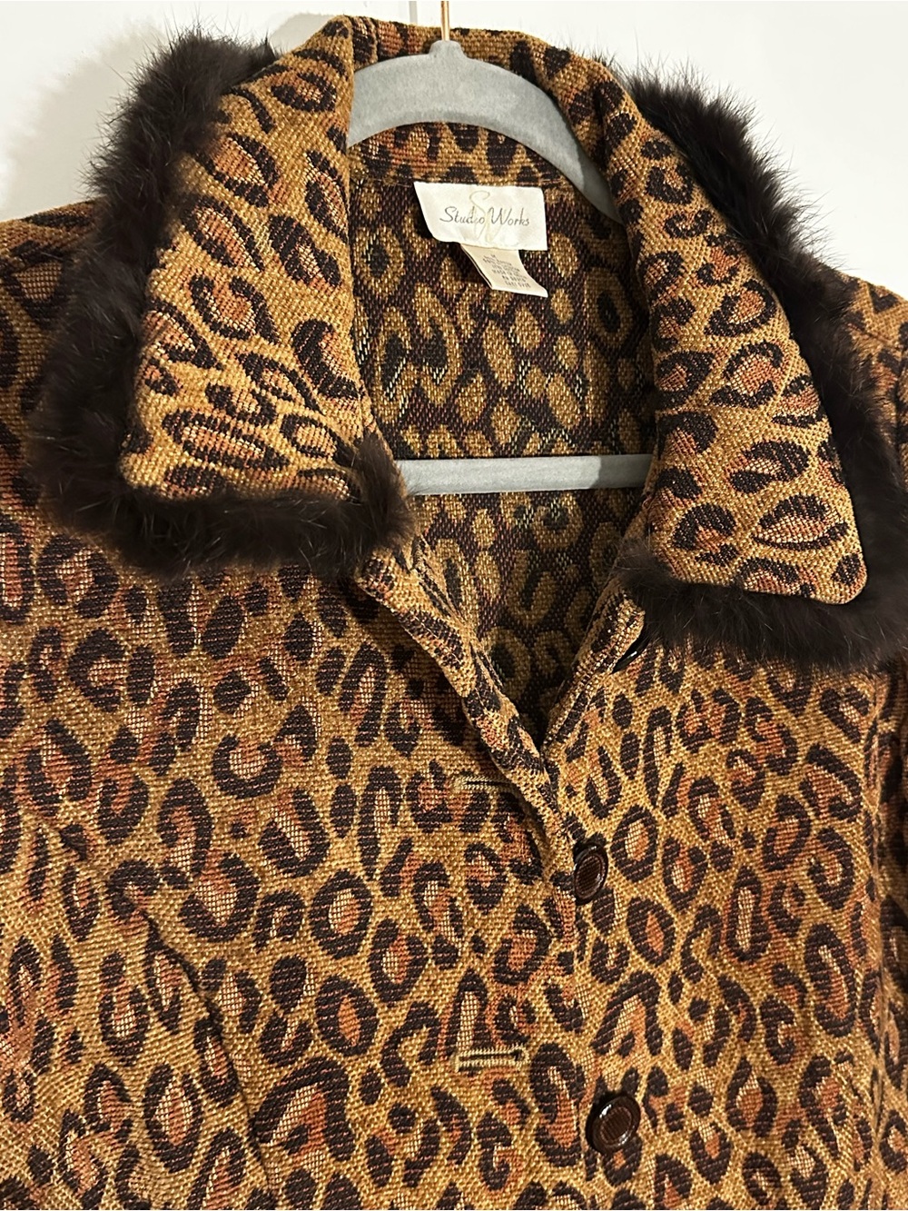 Vintage Studio Works Leopard-Print Pea Coat - Picture 3 of 5